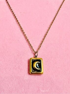 Artisan Crescent Moon Necklace Gold Plated